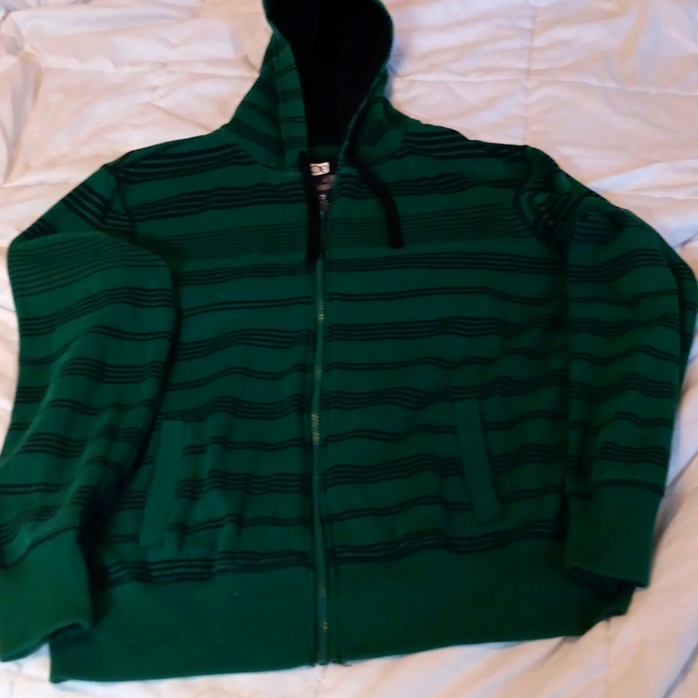 OP Men's Green and Black Zip-Up Sweater